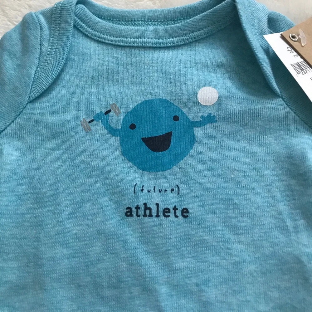 NWT Baby Gap light blue long sleeve onesie